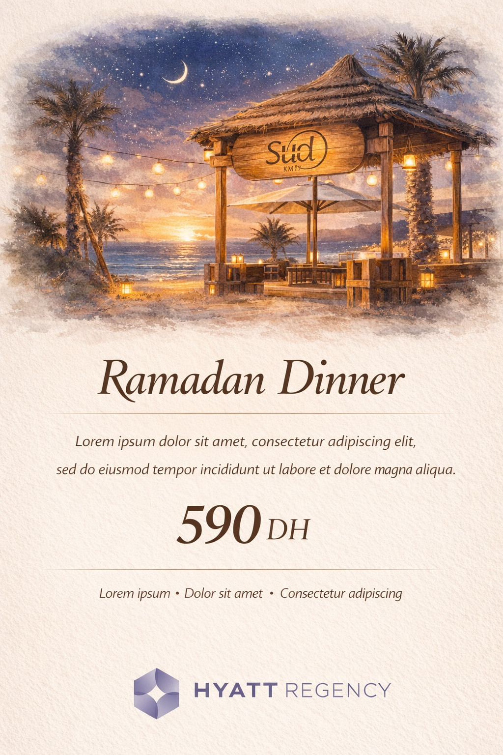 Affiche Restaurant Aquarelle Ramadan